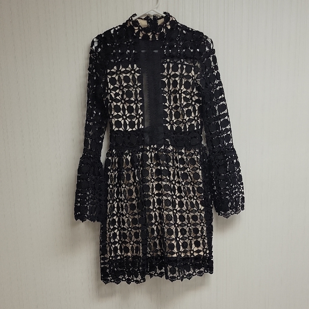 Eilly Bazar Black Lace Dress With Beige Lining. Women's Med NWT whimsigoth